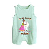 "Pasuvin Nanban - Celebrate the Spirit of Mattu Pongal with Customized Romper Suit for Babies with Name" - MINT GREEN - 0 - 5 Months Old (Chest 18")