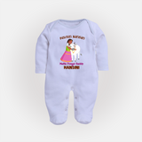 "Pasuvin Nanban - Celebrate the Spirit of Mattu Pongal with Customized Sleep Suit for Babies with Name" - BABY BLUE - New Born (Chest 7.5")