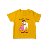 "Pasuvin Nanban - Celebrate the Spirit of Mattu Pongal with Customized T-shirt for Kids with Name" - CHROME YELLOW - 0-5 Months Old (Chest 17")