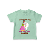 "Pasuvin Nanban - Celebrate the Spirit of Mattu Pongal with Customized T-shirt for Kids with Name" - MINT GREEN - 0-5 Months Old (Chest 17")