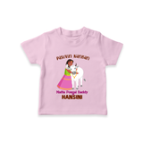 "Pasuvin Nanban - Celebrate the Spirit of Mattu Pongal with Customized T-shirt for Kids with Name" - PINK - 0-5 Months Old (Chest 17")