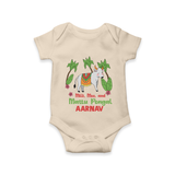 "Milk, Moo & Mattu Pongal - Imprinted Customized Romper for Babies with Name" - IVORY - 0 - 3 Months Old (Chest 16")