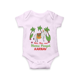 "Milk, Moo & Mattu Pongal - Imprinted Customized Romper for Babies with Name" - LILAC - 0 - 3 Months Old (Chest 16")