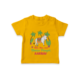 "Milk, Moo & Mattu Pongal - Imprinted Customized T-shirt for Kids with Name" - CHROME YELLOW - 0-5 Months Old (Chest 17")