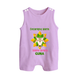 "Happy Mattu Pongal - Decorated Horns Customized Romper Suit for Babies with Name" - LILAC - 0 - 5 Months Old (Chest 18")