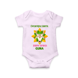 "Happy Mattu Pongal - Decorated Horns Customized Romper for Babies with Name" - LILAC - 0 - 3 Months Old (Chest 16")