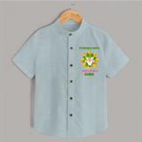 "Happy Mattu Pongal - Decorated Horns Customized Shirt for Boys with Name" - ARCTIC BLUE - 0 - 6 Months Old (Chest 23")