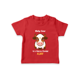 "Holy Cow! Happy Mattu Pongal - Customized T-shirt for Kids with Name" - RED - 0-5 Months Old (Chest 17")