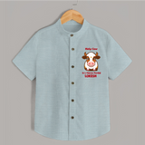 "Holy Cow! Happy Mattu Pongal - Customized Shirt for Boys with Name" - ARCTIC BLUE - 0 - 6 Months Old (Chest 23")