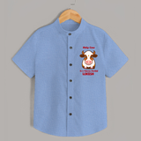 "Holy Cow! Happy Mattu Pongal - Customized Shirt for Boys with Name" - SKY BLUE - 0 - 6 Months Old (Chest 23")