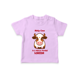 "Holy Cow! Happy Mattu Pongal - Customized T-shirt for Kids with Name" - LILAC - 0-5 Months Old (Chest 17")