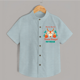 "Horn Up For Happy Mattu Pongal - Customized Shirt for Boys with Name" - ARCTIC BLUE - 0 - 6 Months Old (Chest 23")