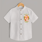 Happy Moo year - My First Mattu Pongal Themed Shirt For Kids - WHITE - 0 - 6 Months Old (Chest 23")