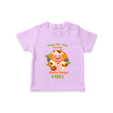 Happy Moo year - My First Mattu Pongal Themed T-shirt For Babies - LILAC - 0-5 Months Old (Chest 17")