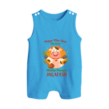 Happy Moo year - My First Mattu Pongal Themed Romper Suit For Babies - ROYAL BLUE - 0 - 5 Months Old (Chest 18")