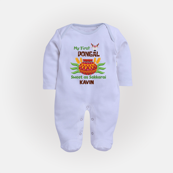 My First Pongal – Personalized Kids Fullbody Suit - BABY BLUE - New Born (Chest 7.5")