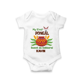 My First Pongal - Sweet as Sakkarai Customized Romper For Babies - WHITE - 0-3 Months Old (Chest 16")