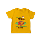 My First Pongal - Sweet as Sakkarai Customized T-Shirt For Kids - CHROME YELLOW - 0-5 Months Old (Chest 17")