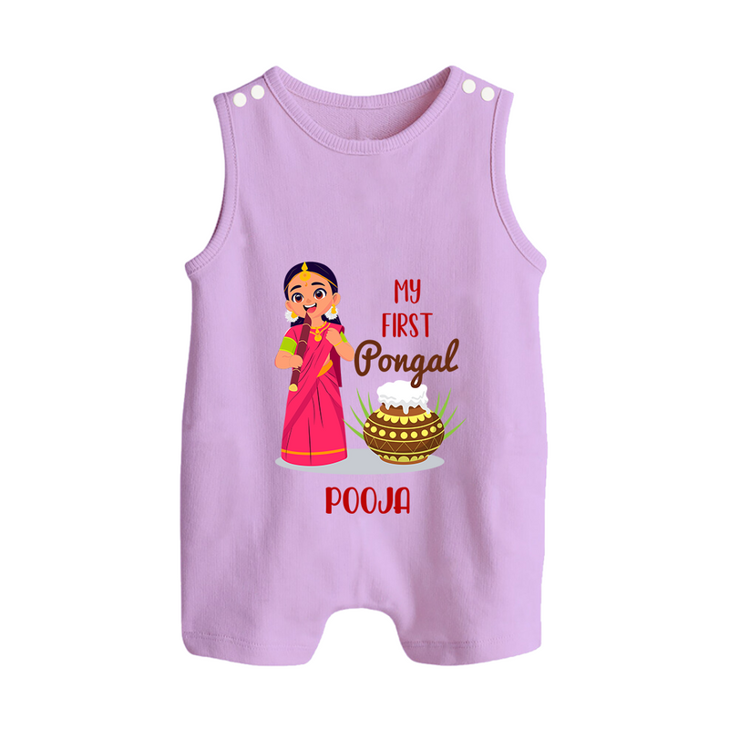 My First Pongal - Adorable Customized Romper Suit For Babies - LILAC - 0 - 5 Months Old (Chest 18")