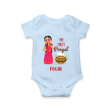 My First Pongal – Personalized Kids Romper (Girl Edition) - BABY BLUE - New Born (Chest 14")