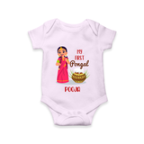 My First Pongal - Adorable Customized Romper For Babies - LILAC - 0-3 Months Old (Chest 16")