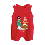 My First Pongal – Personalized Kids Romper Suit (Boy Edition) - RED - 0 - 5 Months Old (Chest 18")