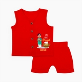 Baby's First Pongal - Adorable Customized Jabla Set For Babies" - RED - 0-3 Months Old (Chest 9.8")