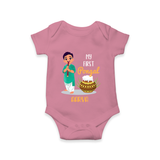 "celebrate This Pongal With Our My First Pongal Themed Customized Romper For Babies" - ONION - 0-3 Months Old (Chest 16")