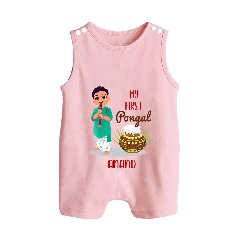 "celebrate This Pongal With Our My First Pongal Themed Customized Romper Suit For Babies" - BABY PINK - 0 - 5 Months Old (Chest 18")