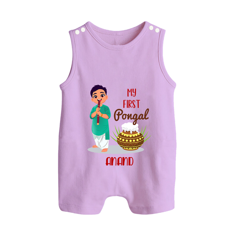 "celebrate This Pongal With Our My First Pongal Themed Customized Romper Suit For Babies" - LILAC - 0 - 5 Months Old (Chest 18")