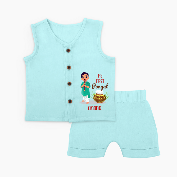 Baby's First Pongal - Adorable Customized Jabla Set For Babies" - BABY BLUE - 0-3 Months Old (Chest 9.8")