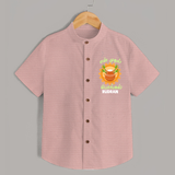 Little Celebrations - En Mudhal Pongal Shirt for Boys With Name - PEACH - 0 - 6 Months Old (Chest 23")