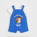 My First Pongal With Amma & Appa Dungaree Set For Kids with Name - COBALT BLUE - 0 - 5 Months Old (Chest 18")