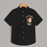 My First Pongal With Amma & Appa Shirt for Boys With Name - BLACK - 0 - 6 Months Old (Chest 23")