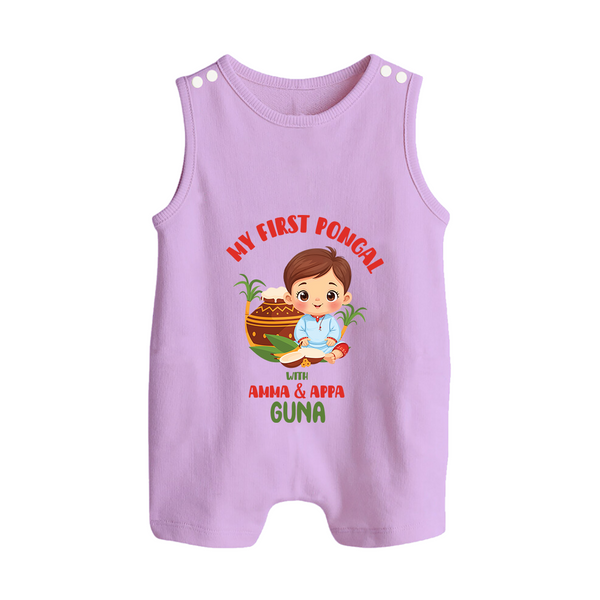 My First Pongal – Custom Kids Romper Suit (Boy Edition) - LILAC - 0 - 5 Months Old (Chest 18")