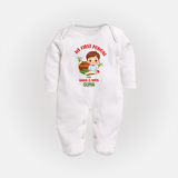 My First Pongal – Custom Kids Fullbody Suit (Boy Edition) - WHITE - New Born (Chest 7.5")
