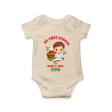 My First Pongal With Amma & Appa Romper For Babies with Name - IVORY - 0-3 Months Old (Chest 16")