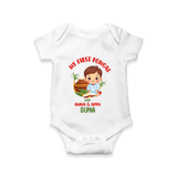 My First Pongal With Amma & Appa Romper For Babies with Name - WHITE - 0-3 Months Old (Chest 16")