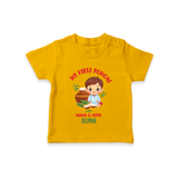 My First Pongal With Amma & Appa T-Shirt For Kids with Name - CHROME YELLOW - 0-5 Months Old (Chest 17")