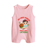 My First Pongal – Custom Kids Romper Suit (Girl Edition) - BABY PINK - 0 - 5 Months Old (Chest 18")