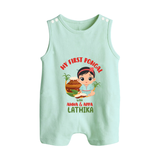 My First Pongal – Custom Kids Romper Suit (Girl Edition) - MINT GREEN - 0 - 5 Months Old (Chest 18")