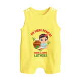 My First Pongal – Custom Kids Romper Suit (Girl Edition) - PASTEL YELLOW - 0 - 5 Months Old (Chest 18")