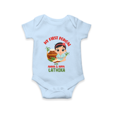 My First Pongal – Custom Kids Romper (Girl Edition) - BABY BLUE - New Born (Chest 14")