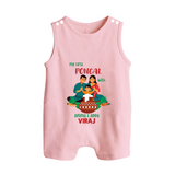 My First Pongal with Amma & Appa – Personalized Kids Romper Suit - BABY PINK - 0 - 5 Months Old (Chest 18")
