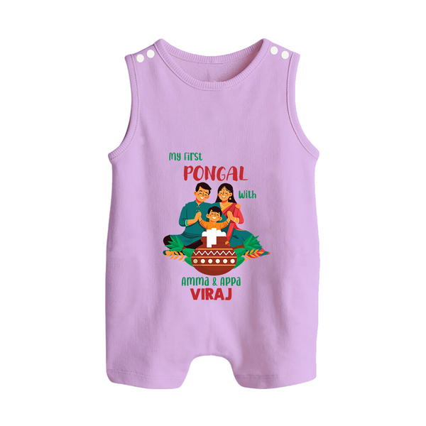 "Festival Memories - My First Pongal With Amma and Appa Romper Suit For Babies" - LILAC - 0 - 5 Months Old (Chest 18")