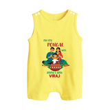 My First Pongal with Amma & Appa – Personalized Kids Romper Suit - PASTEL YELLOW - 0 - 5 Months Old (Chest 18")