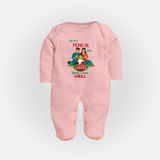 "Festival Memories - My First Pongal With Amma and Appa Sleep Suit For Babies" - BABY PINK - New Born (Chest 7.5")