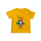 "Festival Memories - My First Pongal With Amma and Appa T-Shirt For Kids" - CHROME YELLOW - 0-5 Months Old (Chest 17")