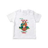 "Festival Memories - My First Pongal With Amma and Appa T-Shirt For Kids" - WHITE - 0-5 Months Old (Chest 17")