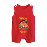 "Festival Memories - My First Pongal With Amma & Appa Romper Suit For Babies" - RED - 0 - 5 Months Old (Chest 18")